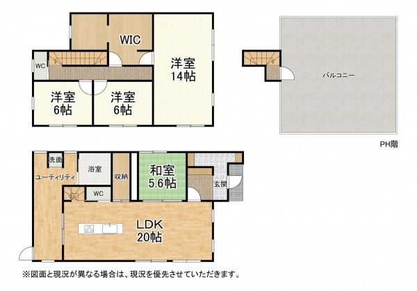 大津市下阪本、中古一戸建ての間取り画像です