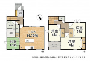 草津市上笠、新築一戸建ての間取り画像です
