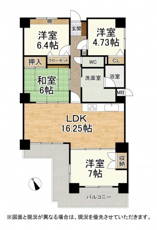 大津市唐崎、マンションの間取り画像です