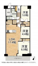 草津市西大路町、マンションの間取り画像です