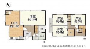 湖南市岩根、中古一戸建ての間取り画像です