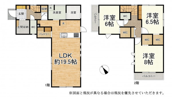 草津市上笠、新築一戸建ての間取り画像です