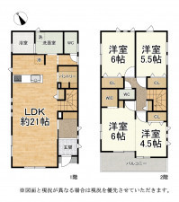 草津市上笠、新築一戸建ての間取り画像です