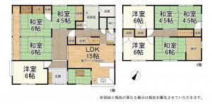 大津市大萱、中古一戸建ての間取り画像です
