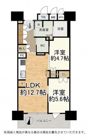 大津市今堅田、マンションの間取り画像です