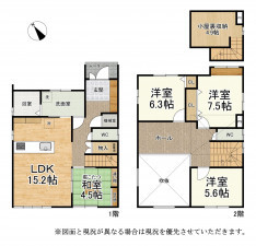 草津市上笠、新築一戸建ての間取り画像です