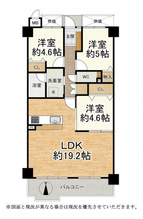 大津市大江、マンションの間取り画像です