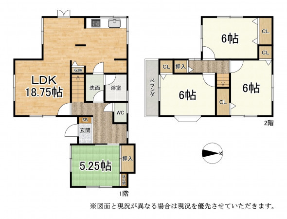 湖南市三雲、中古一戸建ての間取り画像です