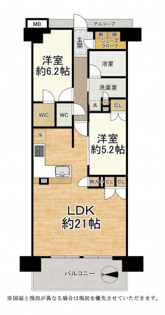 大津市萱野浦、マンションの間取り画像です