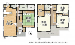 大津市大江、中古一戸建ての間取り画像です