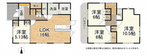 湖南市下田、中古一戸建ての間取り画像です