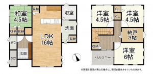 大津市下阪本、中古一戸建ての間取り画像です