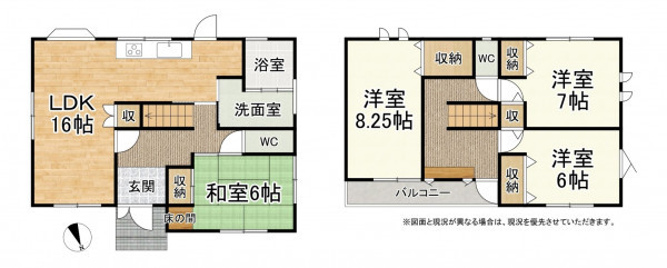 湖南市石部北、中古一戸建ての間取り画像です