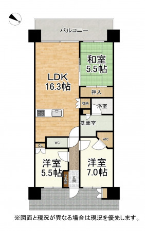 草津市渋川、マンションの間取り画像です