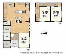 甲賀市甲南町、中古一戸建ての間取り画像です