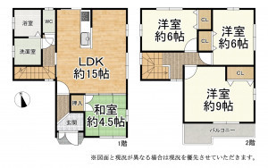 草津市野村、中古一戸建ての間取り画像です
