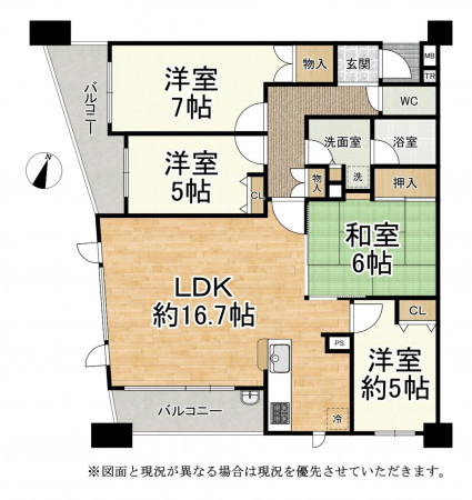 大津市中央、マンションの間取り画像です