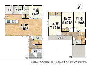 大津市下阪本、新築一戸建ての間取り画像です