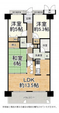 大津市富士見台、マンションの間取り画像です