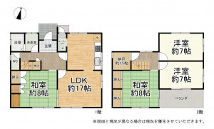 大津市日吉台、中古一戸建ての間取り画像です