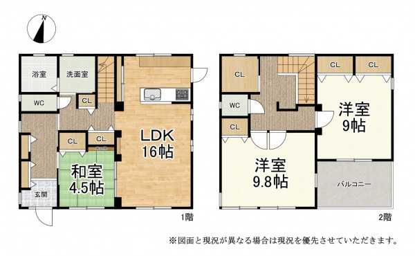 草津市追分南、中古一戸建ての間取り画像です