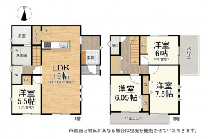 大津市雄琴、新築一戸建ての間取り画像です