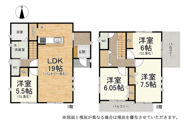 大津市雄琴、新築一戸建ての間取り画像です