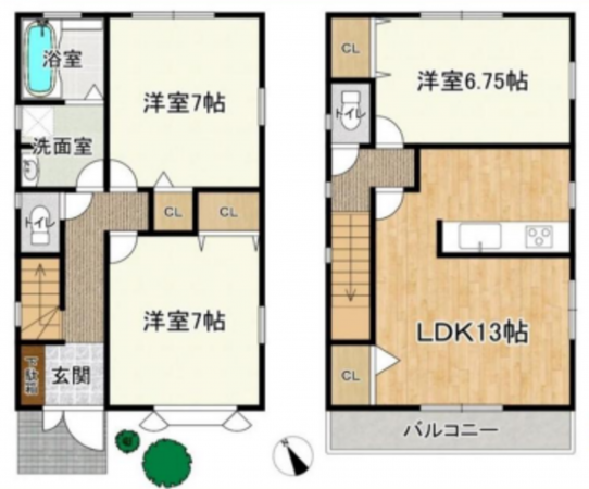 横須賀市東逸見町、中古一戸建ての間取り画像です