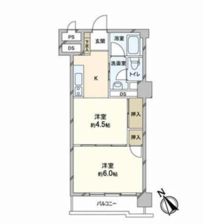 横須賀市米が浜通、マンションの間取り画像です