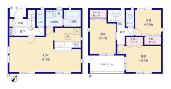 横須賀市平作、新築一戸建ての間取り画像です