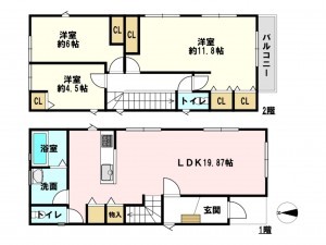 横須賀市根岸町、新築一戸建ての間取り画像です