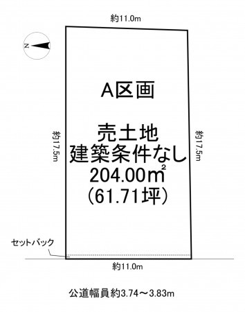 一宮市萩原町富田方、土地の間取り画像です
