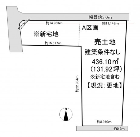 一宮市萩原町河田方、土地の間取り画像です