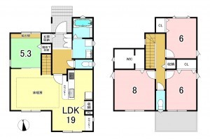 一宮市浅井町小日比野、中古一戸建ての間取り画像です