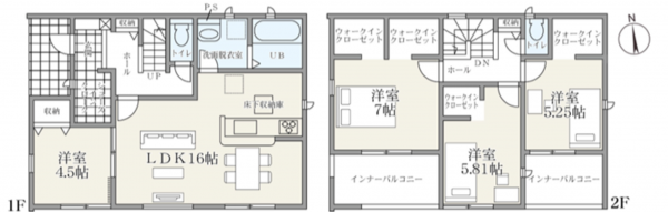 一宮市開明、新築一戸建ての間取り画像です