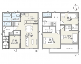 一宮市猿海道、新築一戸建ての間取り画像です