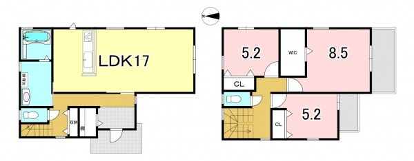 一宮市北方町北方、新築一戸建ての間取り画像です