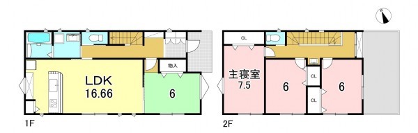 一宮市小信中島、新築一戸建ての間取り画像です
