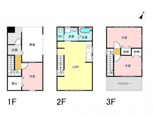 一宮市貴船、中古一戸建ての間取り画像です