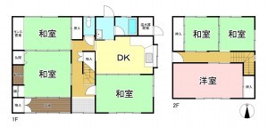 一宮市浅井町黒岩、中古一戸建ての間取り画像です