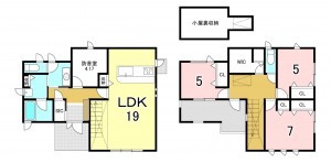 一宮市開明、中古一戸建ての間取り画像です