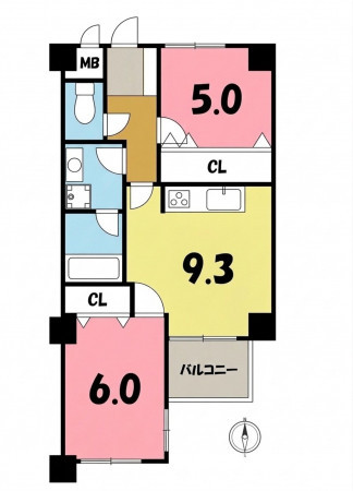 一宮市本町、マンションの間取り画像です