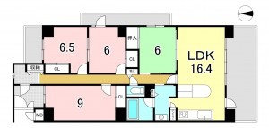 一宮市小信中島、マンションの間取り画像です