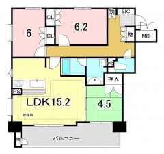 一宮市森本、マンションの間取り画像です
