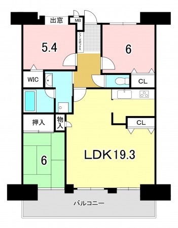 一宮市大和町馬引、マンションの間取り画像です