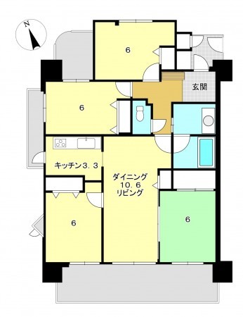 一宮市緑、マンションの間取り画像です