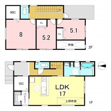 一宮市三条、中古一戸建ての間取り画像です
