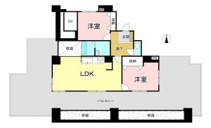 一宮市北園通、マンションの間取り画像です