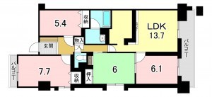 一宮市北方町北方、マンションの間取り画像です