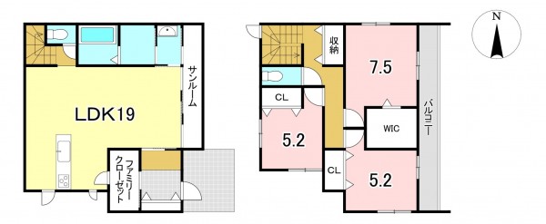 一宮市三条、新築一戸建ての間取り画像です